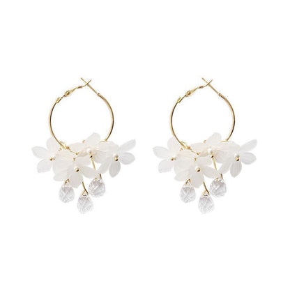 1 Pair Simple Style Flower Shell Inlay Crystal Women's Earrings