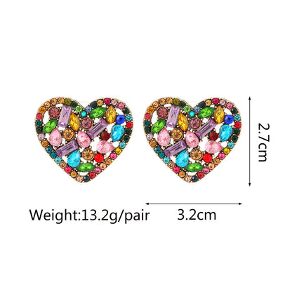 1 Pair Simple Style Heart Shape Glass Plating Women's Ear Studs