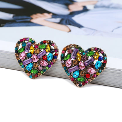 1 Pair Simple Style Heart Shape Glass Plating Women's Ear Studs