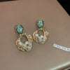 1 Pair Fashion Flower Inlay Alloy Pearl Drop Earrings