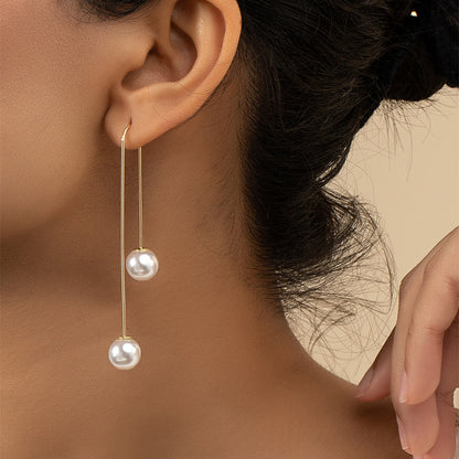 1 Pair Fashion U Shape Pearl Alloy Drop Earrings