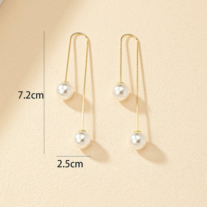 1 Pair Fashion U Shape Pearl Alloy Drop Earrings