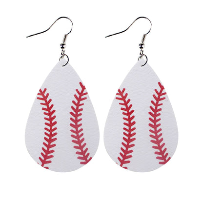 1 Pair Sports Ball Basketball Football Pu Leather Printing Women's Drop Earrings