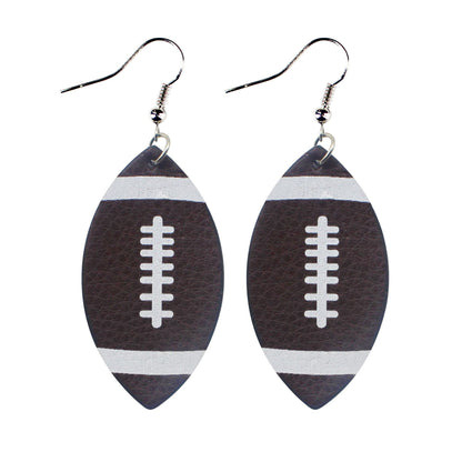 1 Pair Sports Ball Basketball Football Pu Leather Printing Women's Drop Earrings