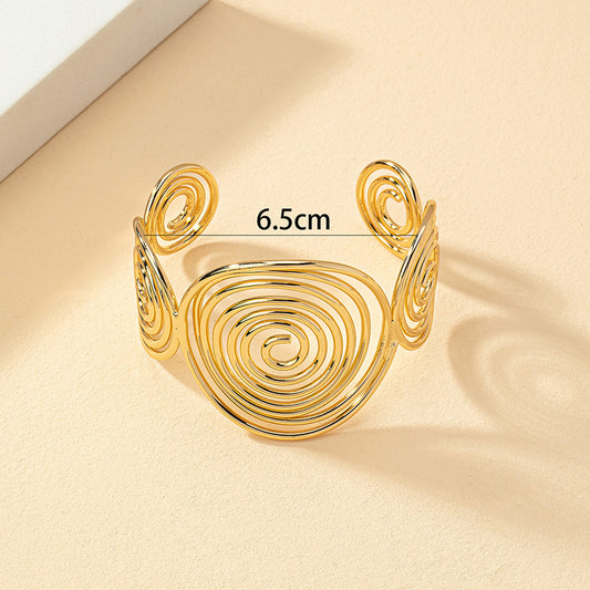 Fashion Round Lines Alloy Plating Women's Bangle