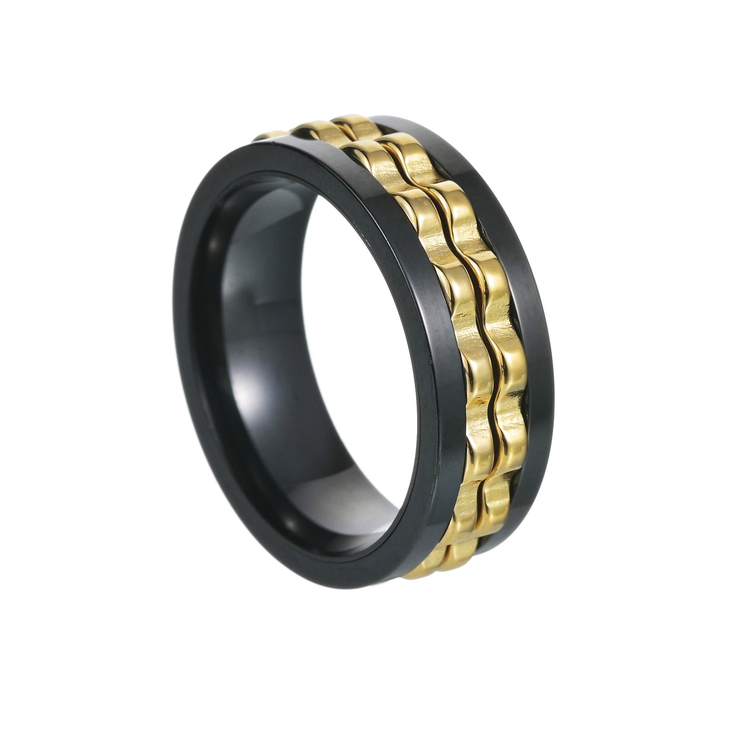 Hip-hop Geometric Titanium Steel Plating Rings