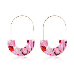 1 Pair Fashion Oval Arylic Alloy Plating Hollow Out Women's Drop Earrings