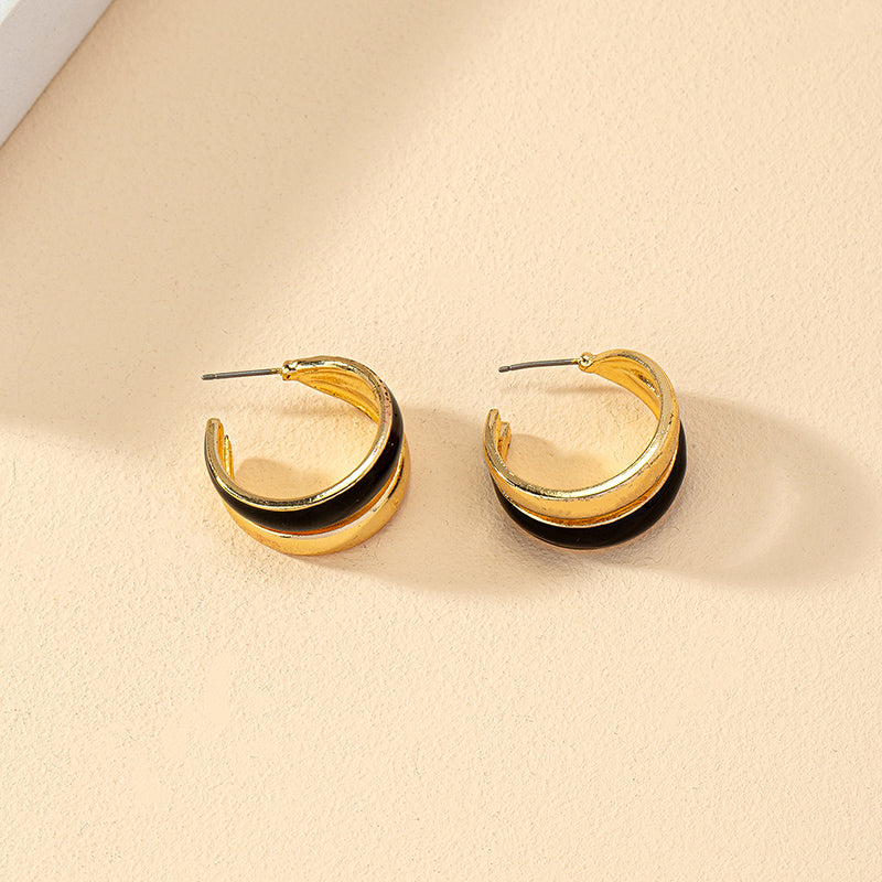 1 Pair Fashion C Shape Plating Alloy Ear Studs