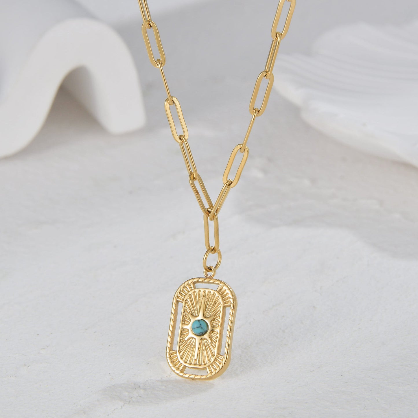 Fashion Devil's Eye Stainless Steel Enamel Plating Inlay Zircon 14k Gold Plated Pendant Necklace