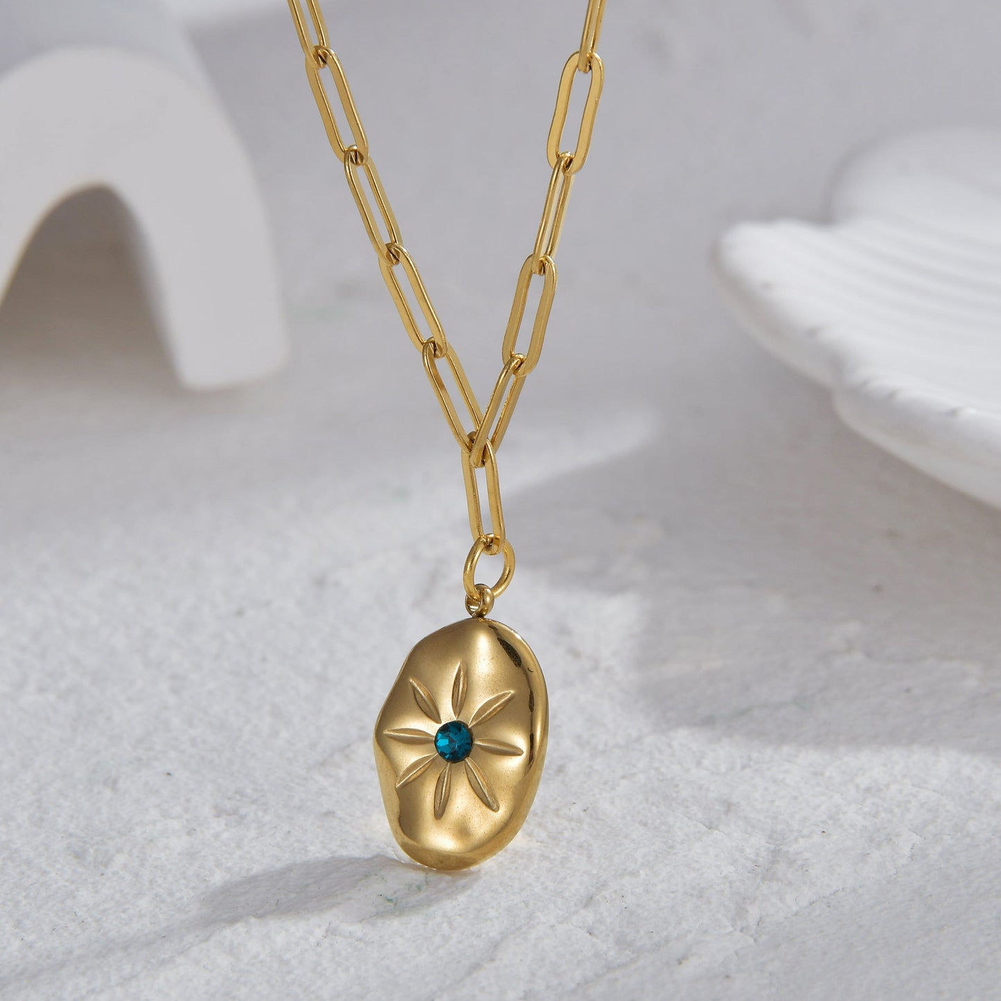 Fashion Devil's Eye Stainless Steel Enamel Plating Inlay Zircon 14k Gold Plated Pendant Necklace