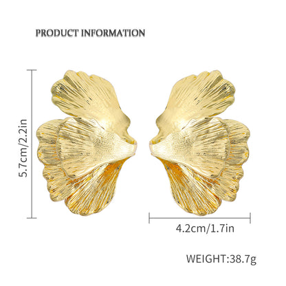 1 Pair Fashion Ginkgo Leaf Plating Alloy Ear Studs