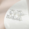 1 Set Sweet Geometric Bow Knot Copper Inlay Pearl Zircon Ear Studs