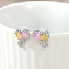 1 Pair Cute Heart Shape Copper Plating Inlay Zircon Ear Studs