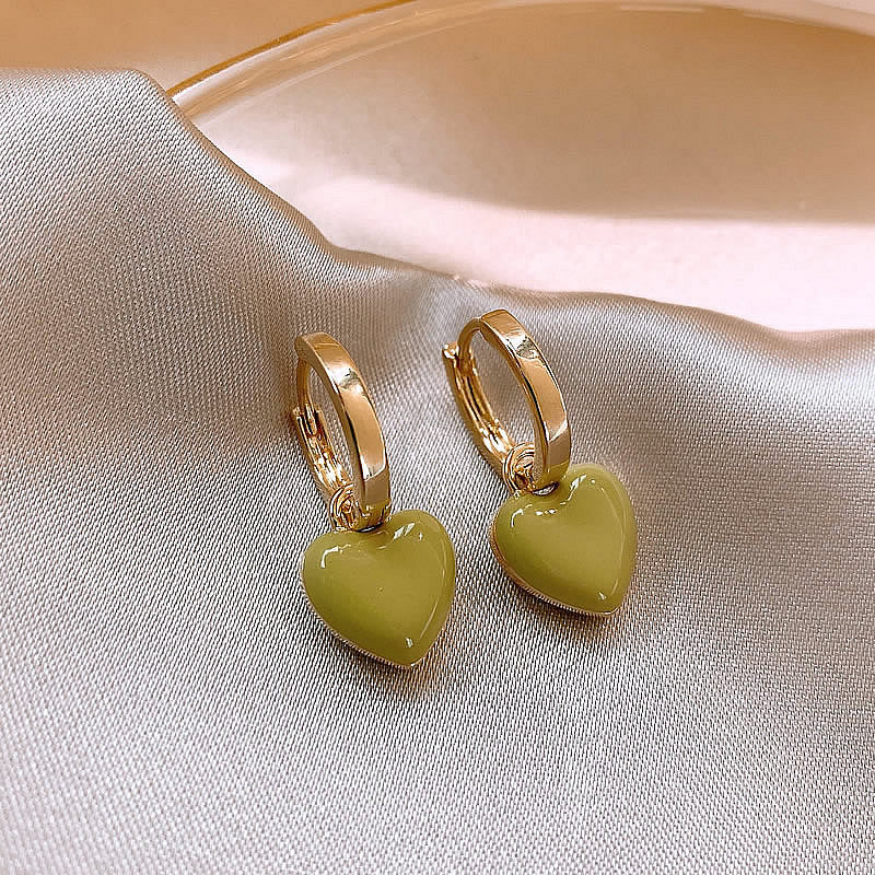 1 Pair Retro Square Heart Shape Metal Enamel Women's Drop Earrings