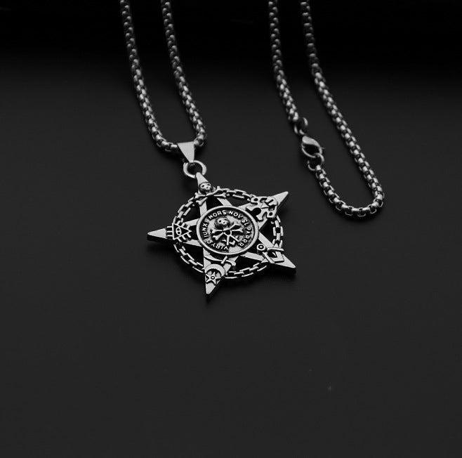 Hip-Hop Cross Star Snake Stainless Steel Alloy Plating Pendant Necklace