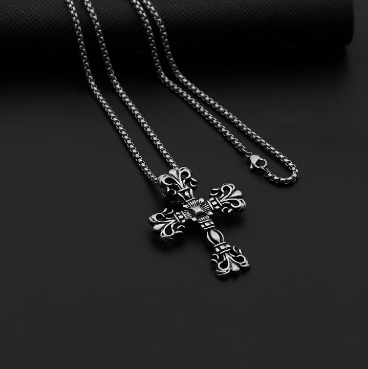 Hip-Hop Cross Star Snake Stainless Steel Alloy Plating Pendant Necklace