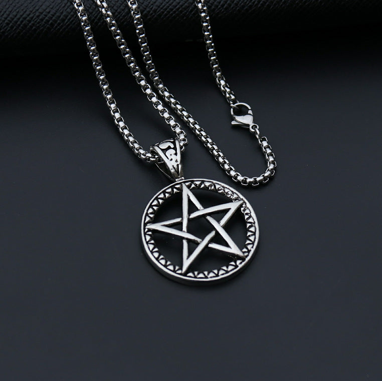 Hip-Hop Cross Star Snake Stainless Steel Alloy Plating Pendant Necklace