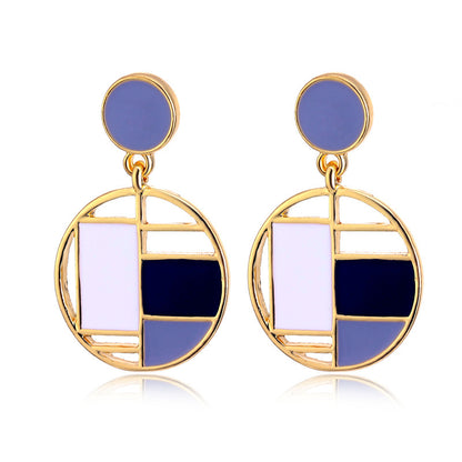 1 Pair Fashion Round Color Block Alloy Enamel Plating Hollow Out Women's Drop Earrings