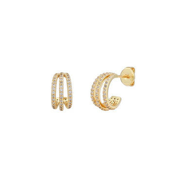 1 Pair Simple Style C Shape Plating Inlay Copper Zircon Gold Plated Ear Studs