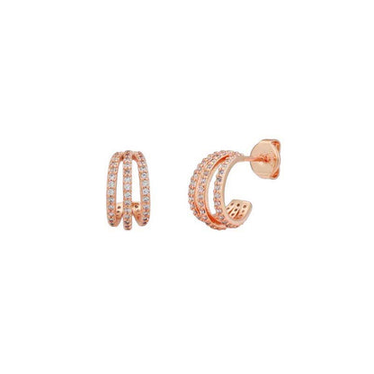 1 Pair Simple Style C Shape Plating Inlay Copper Zircon Gold Plated Ear Studs