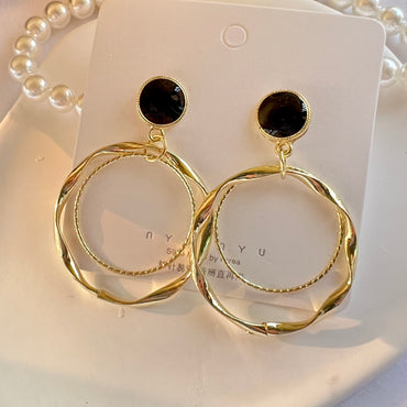 1 Pair Fashion Circle Alloy Plating Inlay Acrylic Gold Plated Women's Drop Earrings