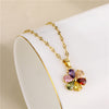 Shiny Flower Stainless Steel Brass 18k Gold Plated Gold Plated Zircon Pendant Necklace In Bulk