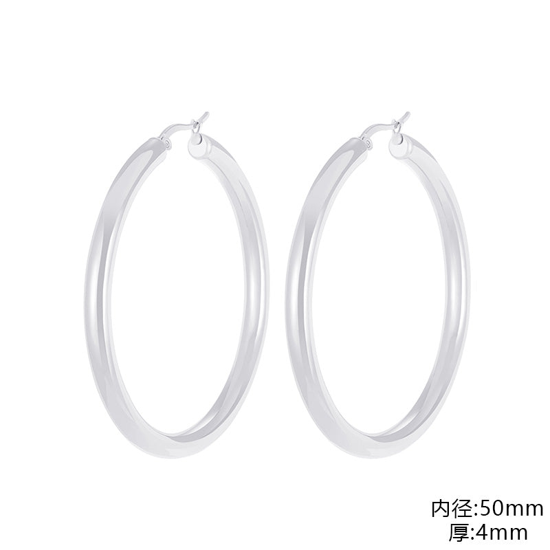 1 Pair Fashion Solid Color Stainless Steel Hollow Out Hoop Earrings