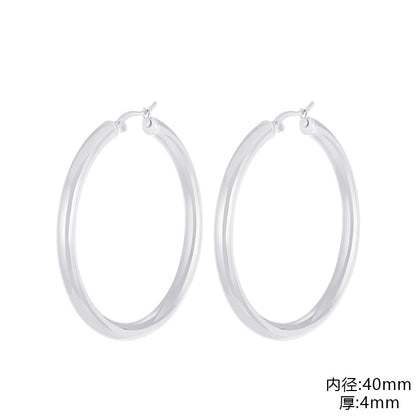 1 Pair Fashion Solid Color Stainless Steel Hollow Out Hoop Earrings