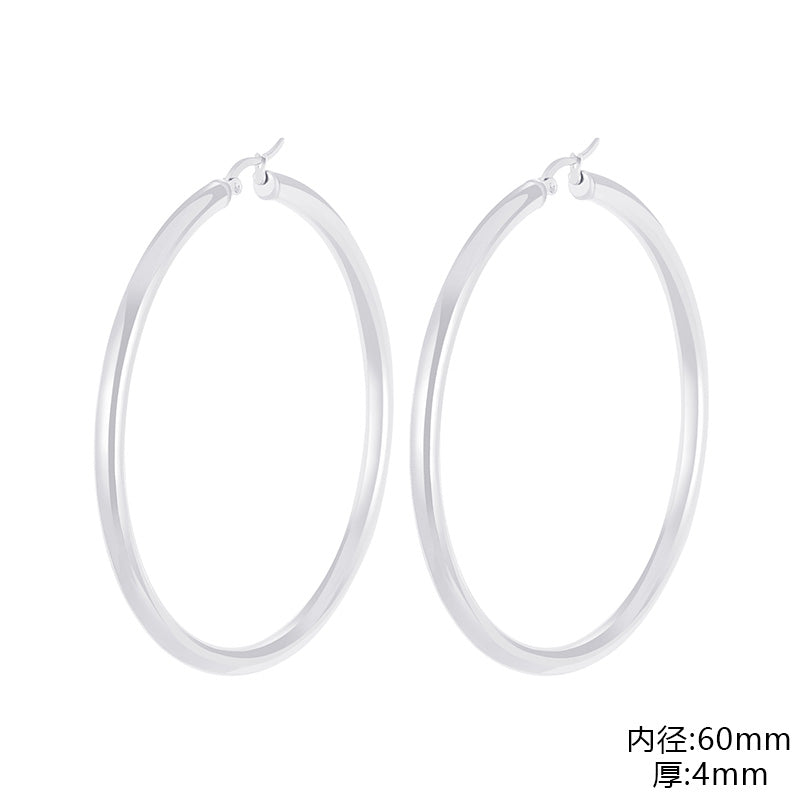 1 Pair Fashion Solid Color Stainless Steel Hollow Out Hoop Earrings