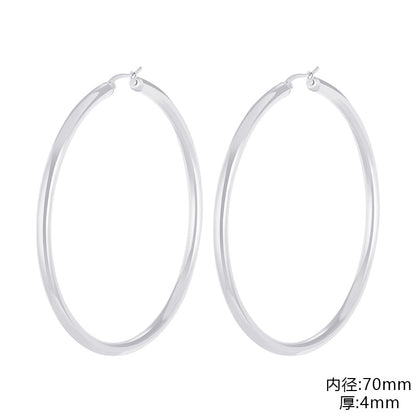 1 Pair Fashion Solid Color Stainless Steel Hollow Out Hoop Earrings