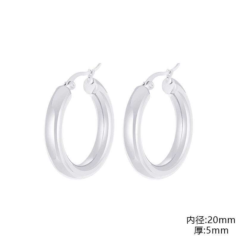 1 Pair Fashion Solid Color Stainless Steel Hollow Out Hoop Earrings