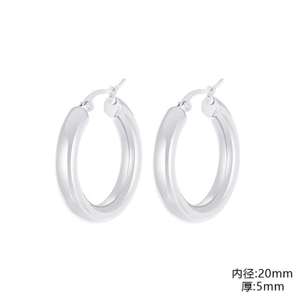 1 Pair Fashion Solid Color Stainless Steel Hollow Out Hoop Earrings