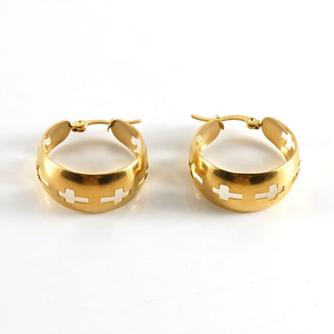 1 Pair Retro Geometric Stainless Steel Plating Hoop Earrings