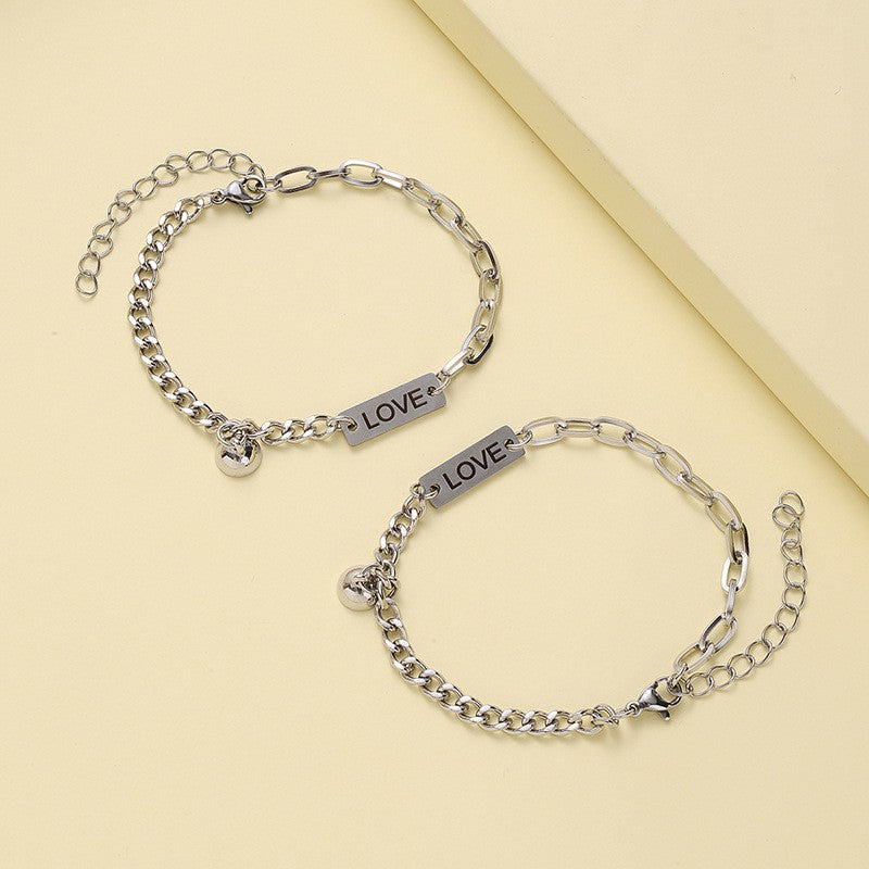 1 Pair Fashion Letter Stainless Steel Handmade Bracelets