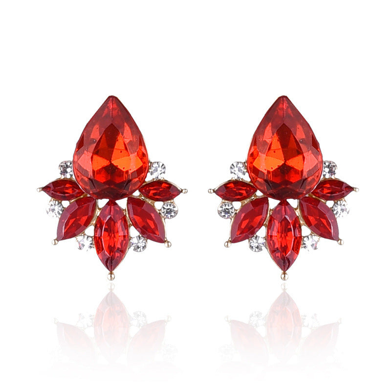 1 Pair Glam Water Droplets Inlay Alloy Artificial Crystal Drop Earrings