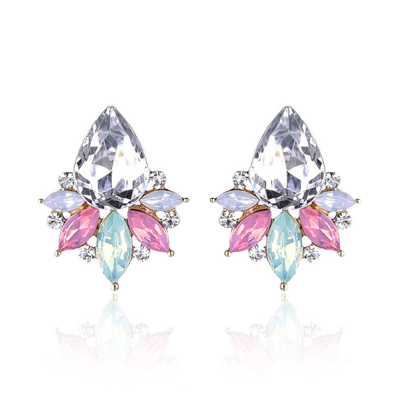 1 Pair Glam Water Droplets Inlay Alloy Artificial Crystal Drop Earrings