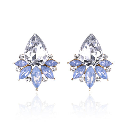 1 Pair Glam Water Droplets Inlay Alloy Artificial Crystal Drop Earrings