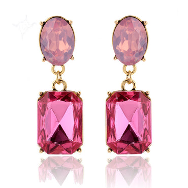 1 Pair Glam Oval Rectangle Alloy Plating Resin Women's Drop Earrings