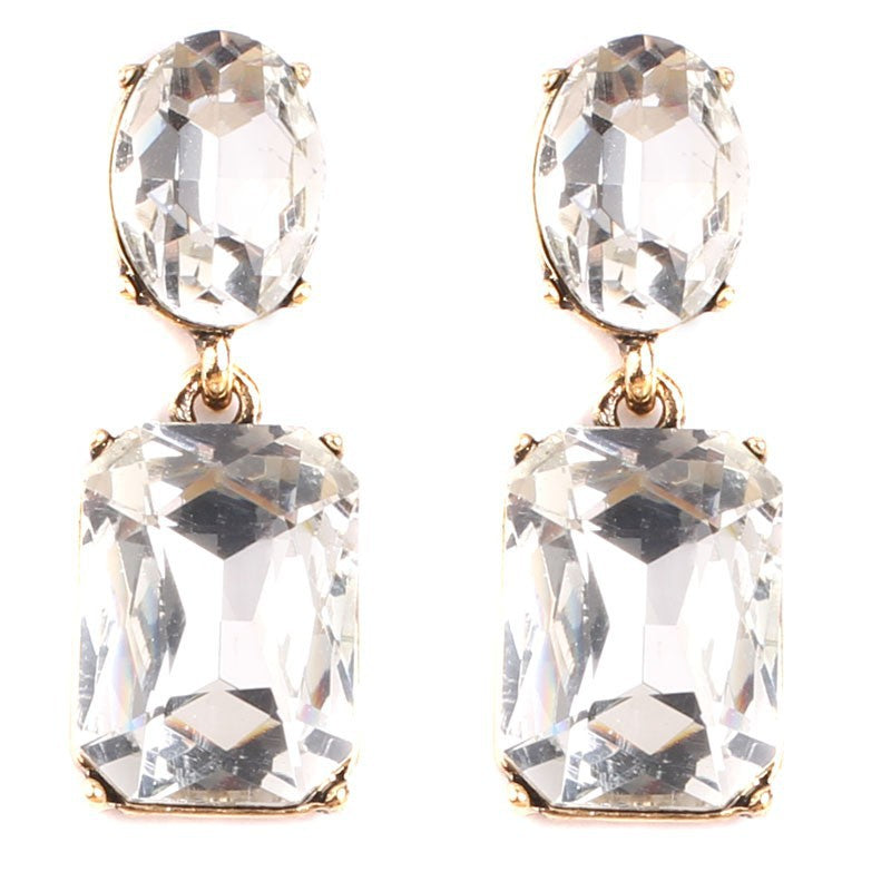 1 Pair Glam Oval Rectangle Alloy Plating Resin Women's Drop Earrings