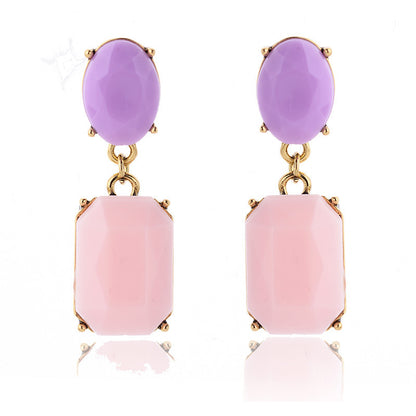 1 Pair Glam Oval Rectangle Alloy Plating Resin Women's Drop Earrings