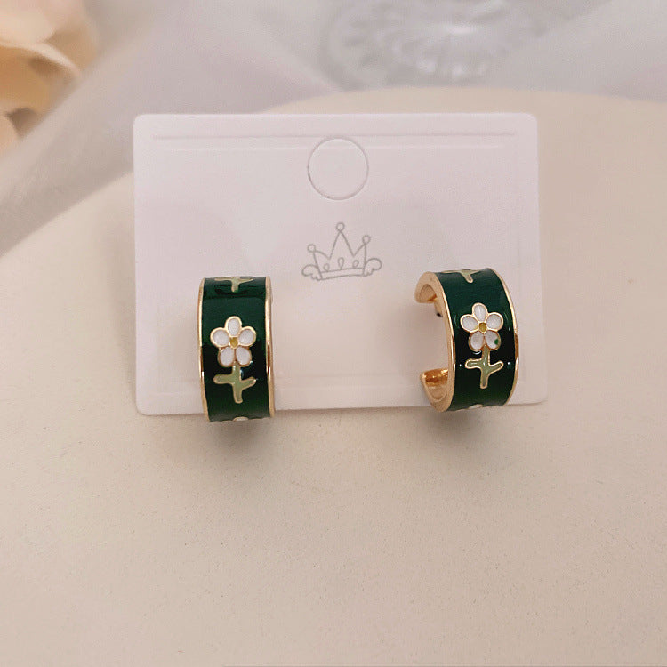 1 Pair Fashion Flower Alloy Enamel Women's Earrings