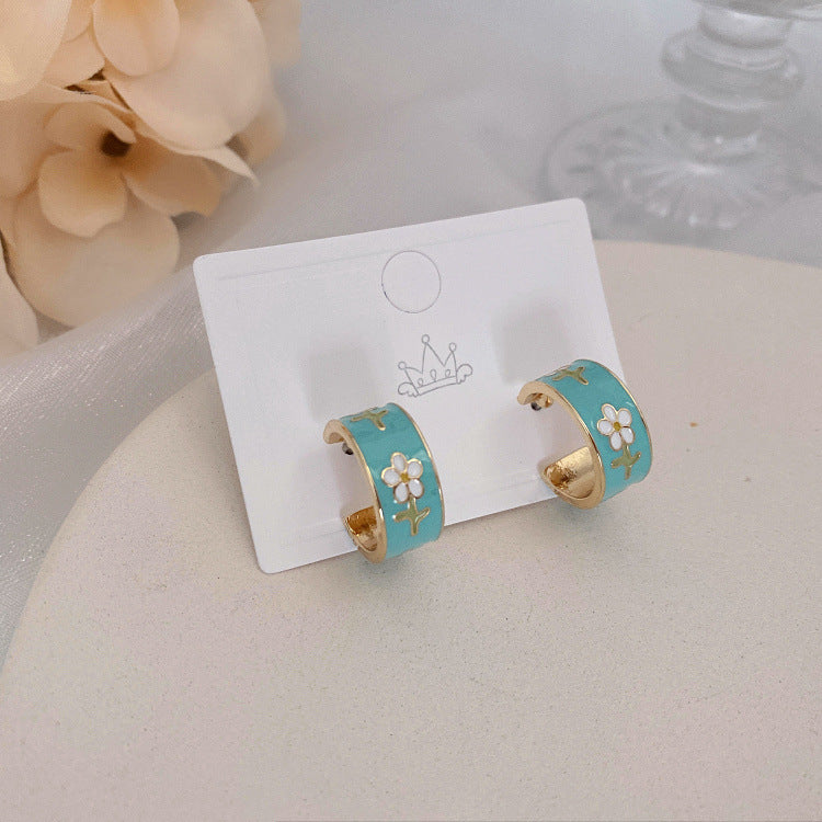 1 Pair Fashion Flower Alloy Enamel Women's Earrings