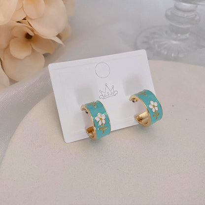 1 Pair Fashion Flower Alloy Enamel Women's Earrings