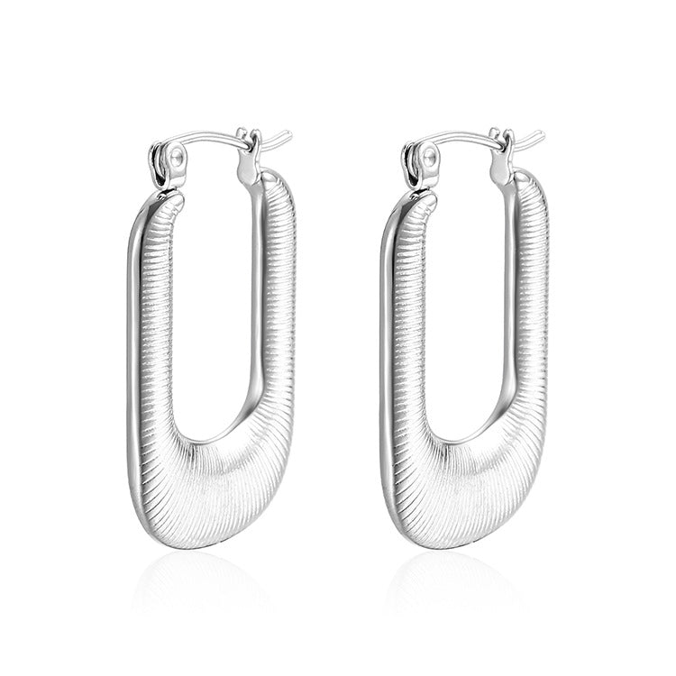 Fashion U Shape Stainless Steel Plating Earrings 1 Pair