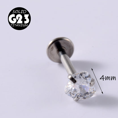 1 Piece Simple Style Flower Titanium Steel Plating Inlay Zircon Lip Stud Ear Studs