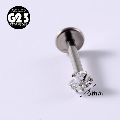 1 Piece Simple Style Flower Titanium Steel Plating Inlay Zircon Lip Stud Ear Studs