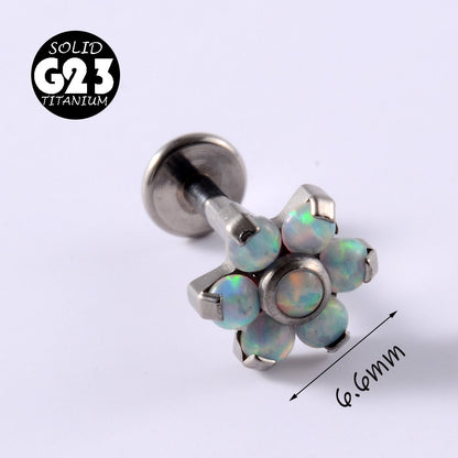 1 Piece Simple Style Flower Titanium Steel Plating Inlay Zircon Lip Stud Ear Studs