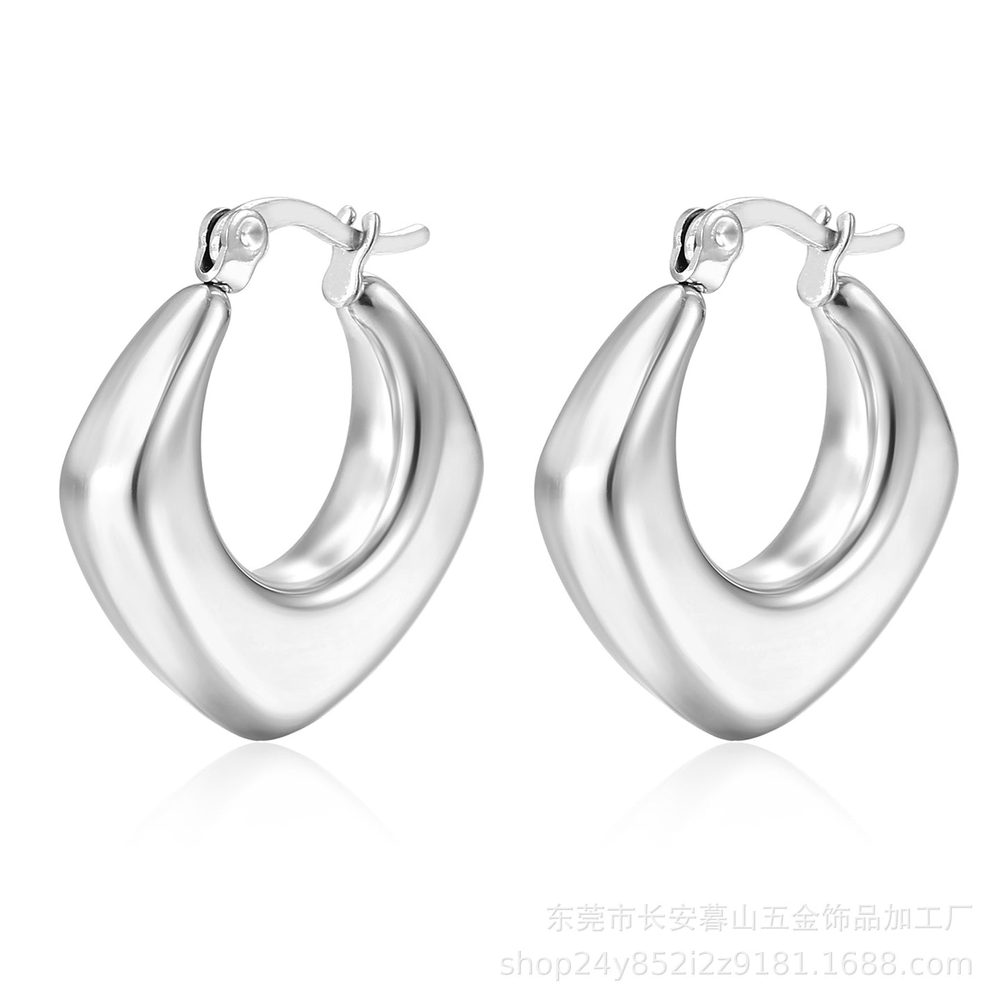 1 Pair Fashion Solid Color Plating 304 Stainless Steel 18K Gold Plated Earrings