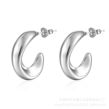 1 Pair Fashion Solid Color Plating 304 Stainless Steel 18K Gold Plated Earrings