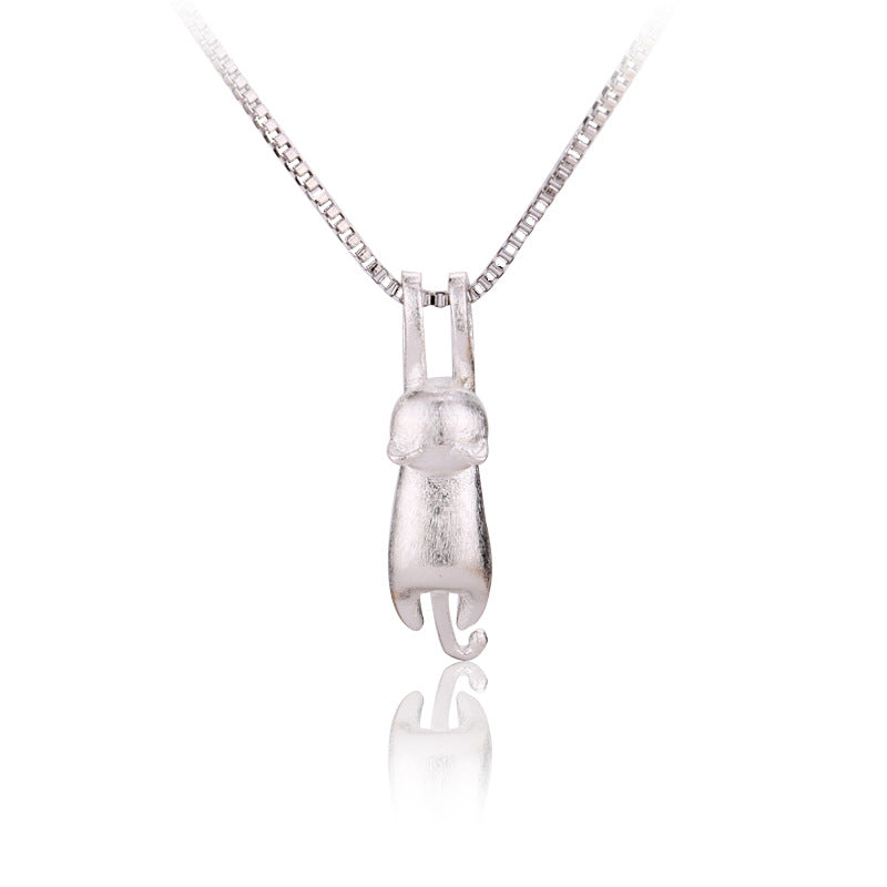 1 Piece Fashion Cat Sterling Silver Pendant Necklace